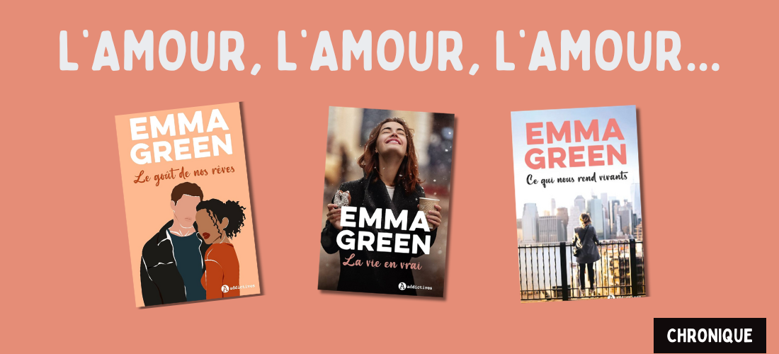 trois couvertures de livres d'Emma Greene