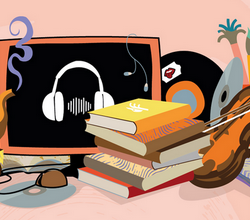 dessins de livres, CD et instruments de musique