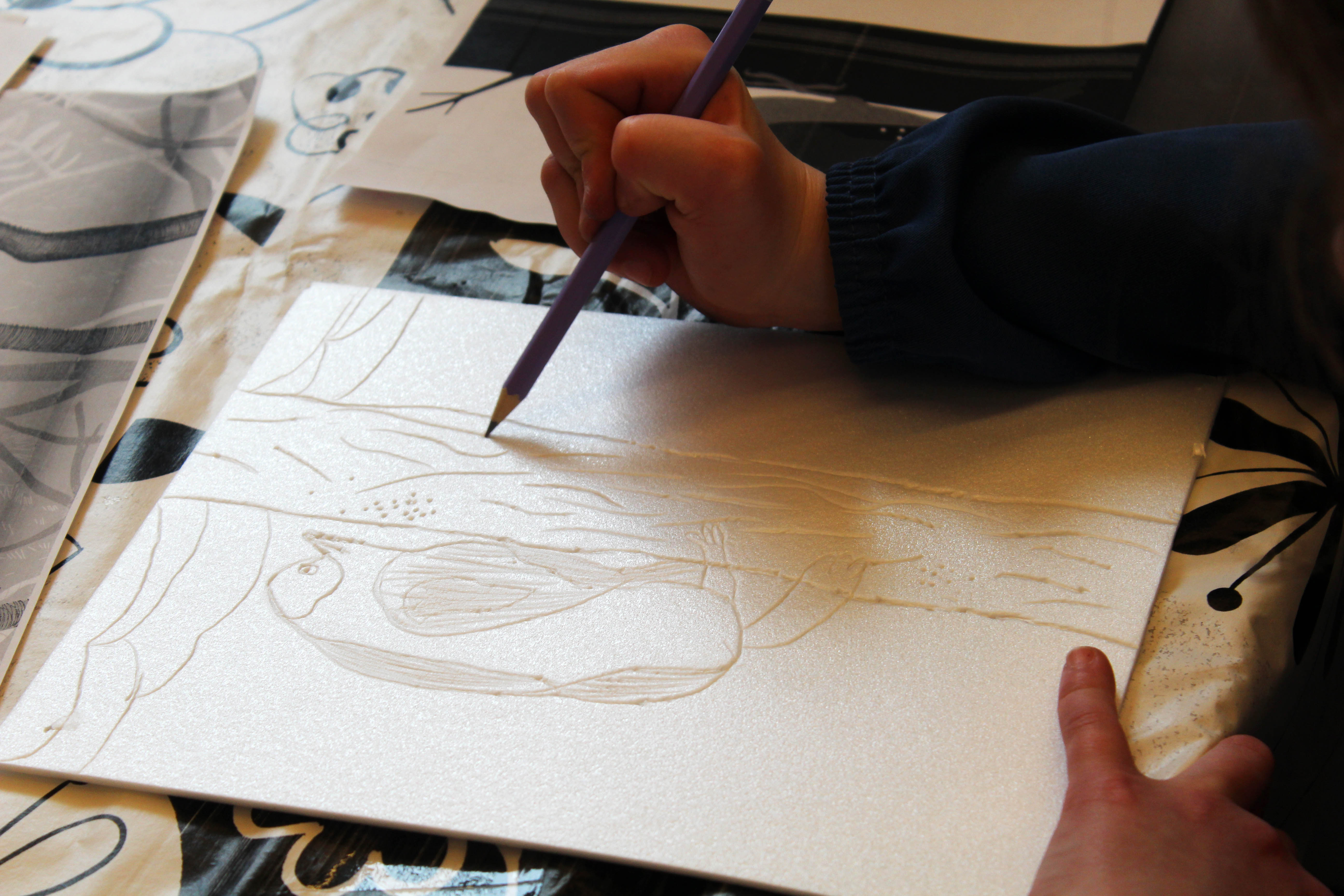 atelier de gravure sur polytyrene