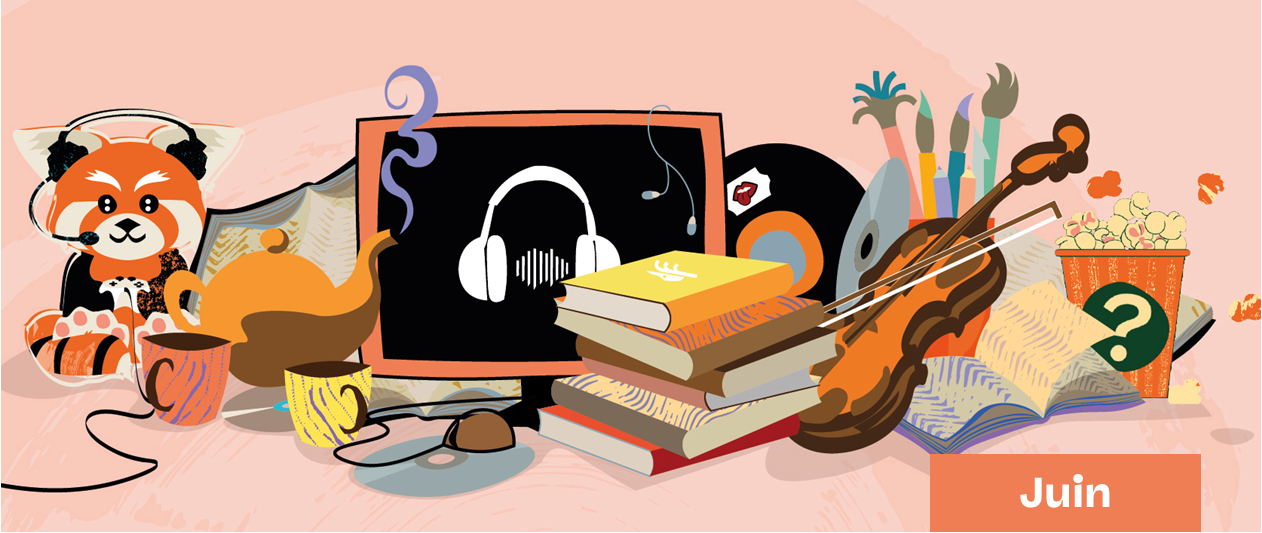 dessins de livres, CD et instruments de musique